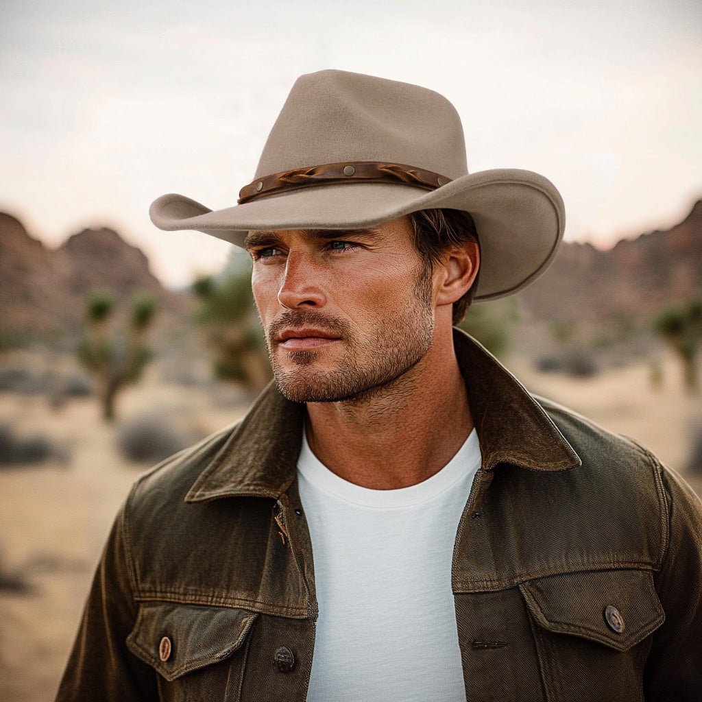 Driftwood Tan Felt Cowboy Hat Mix Brown