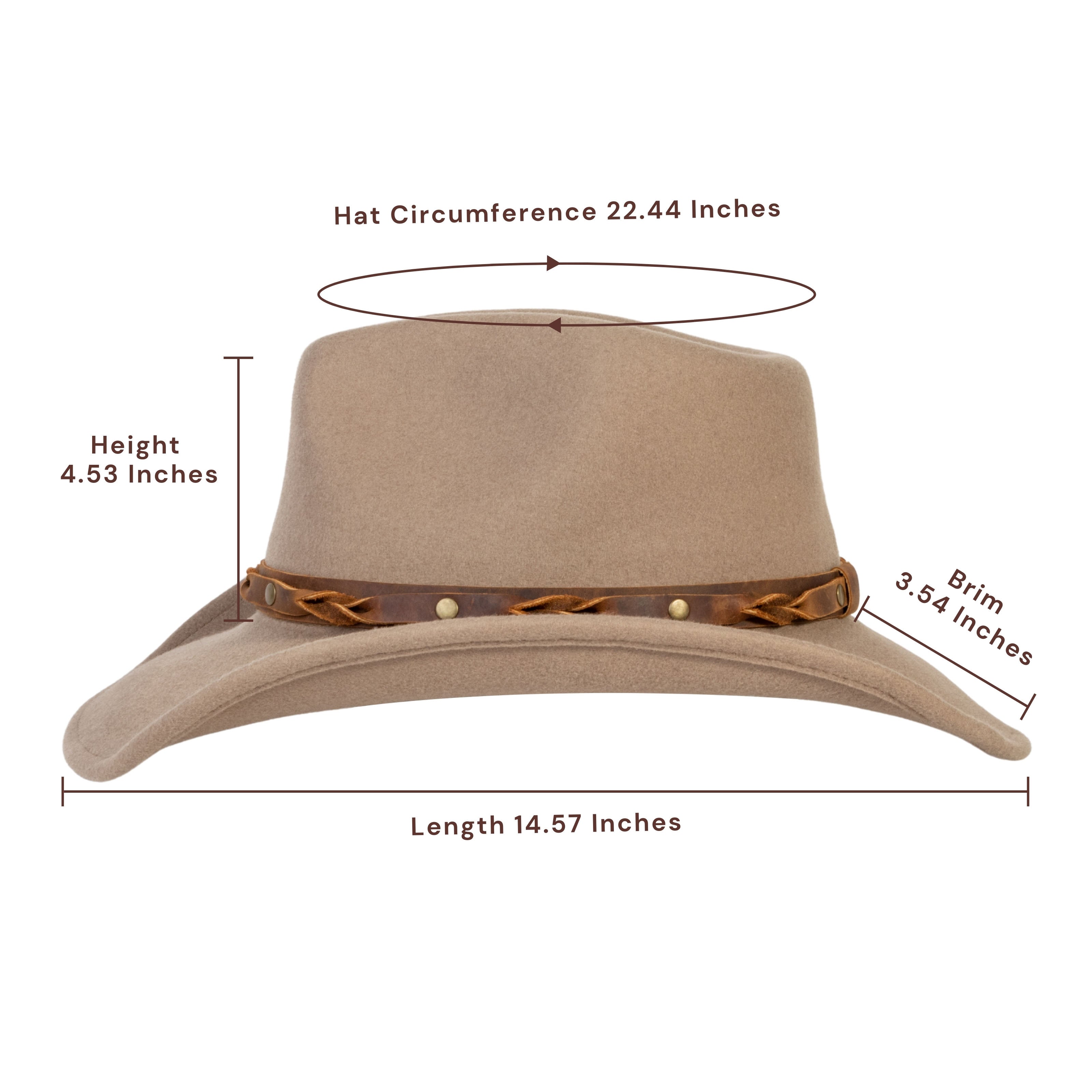 Driftwood Tan Felt Cowboy Hat Mix Brown