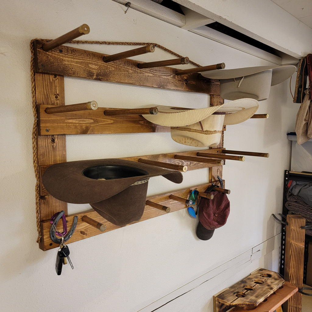 The 9-Hatter: Horizontal Wall-Hanging Western Organization The Hat Rack Guy