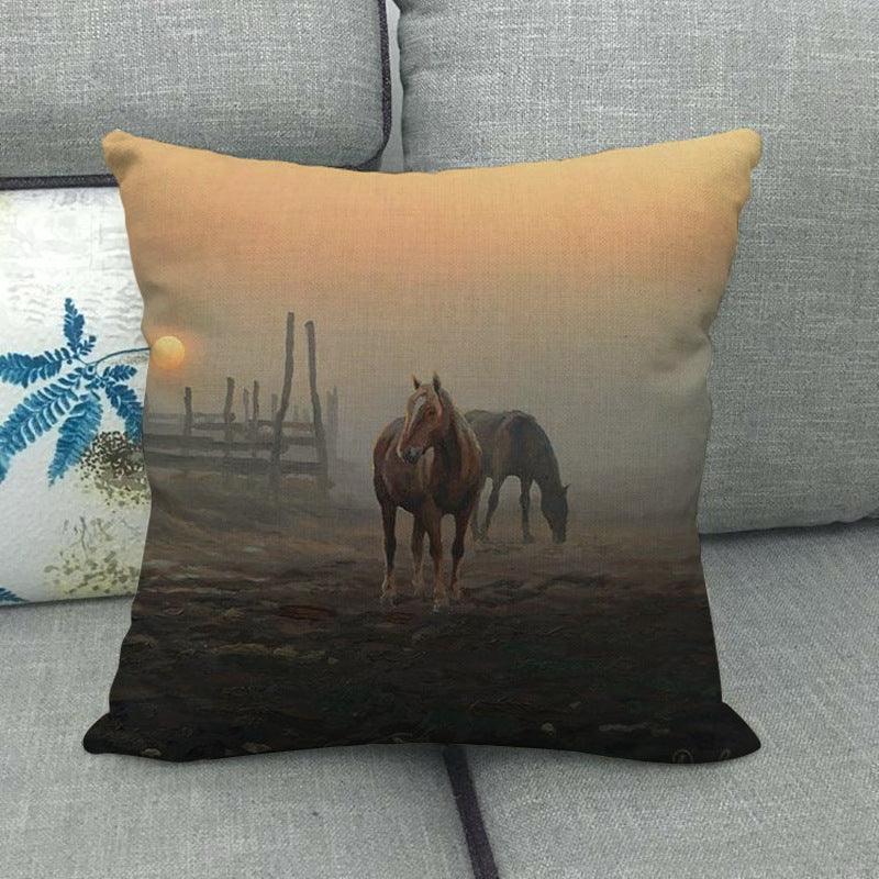 Elegant Grassland Floral Horse Pillow Covers Pastoral Animal Pattern Decorative Pillow Cases For Home Car Sofa Best Gift Linen / Cotton Square Pillow Cover Decorative Throw Pillowcase, Farmhouse Horse 45X45cm Stevvex