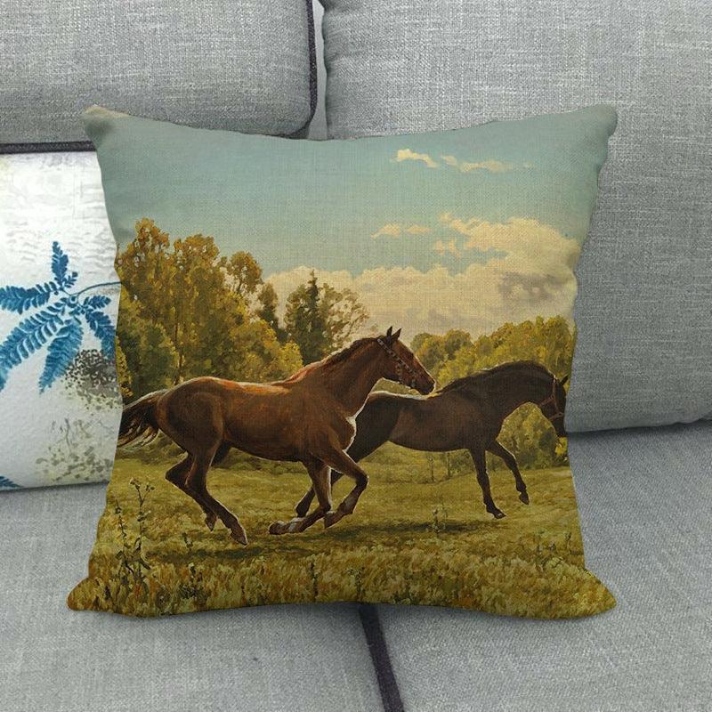 Elegant Grassland Floral Horse Pillow Covers Pastoral Animal Pattern Decorative Pillow Cases For Home Car Sofa Best Gift Linen / Cotton Square Pillow Cover Decorative Throw Pillowcase, Farmhouse Horse 45X45cm Stevvex
