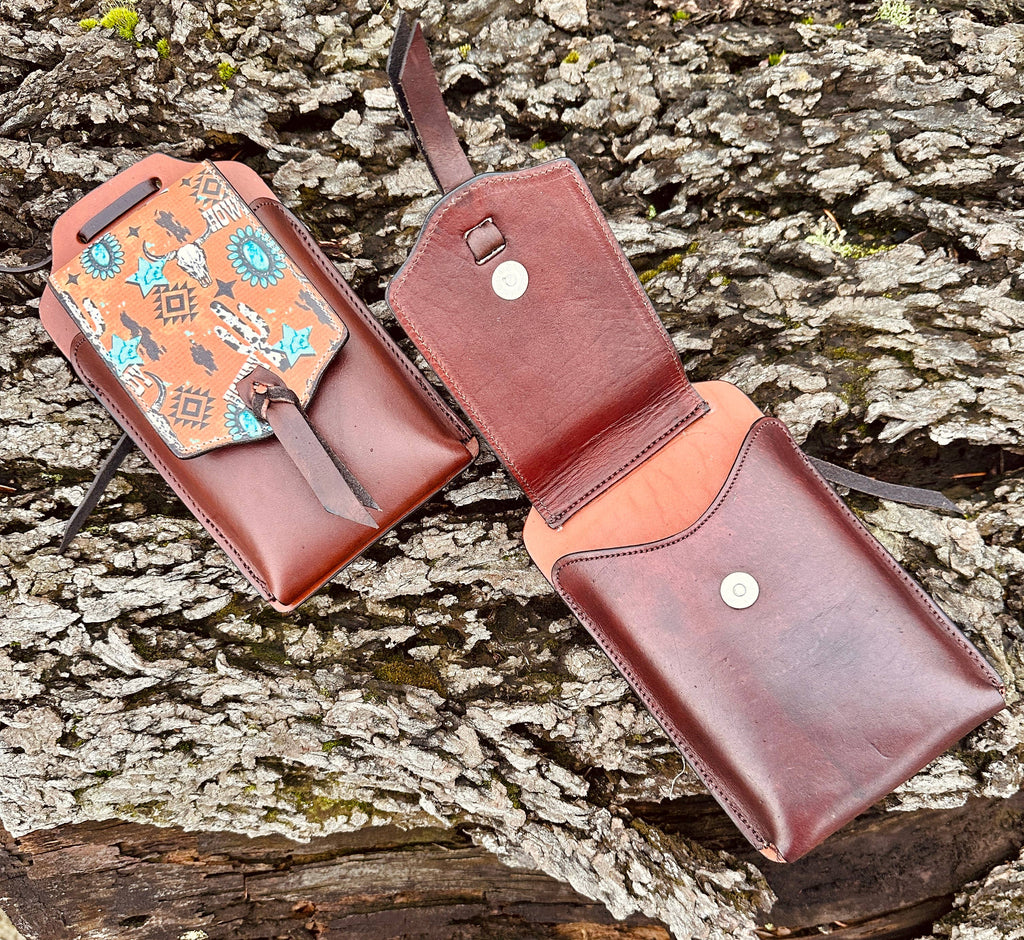 Howdy Leather Cell Phone Back Cinch Holder Neon Spur