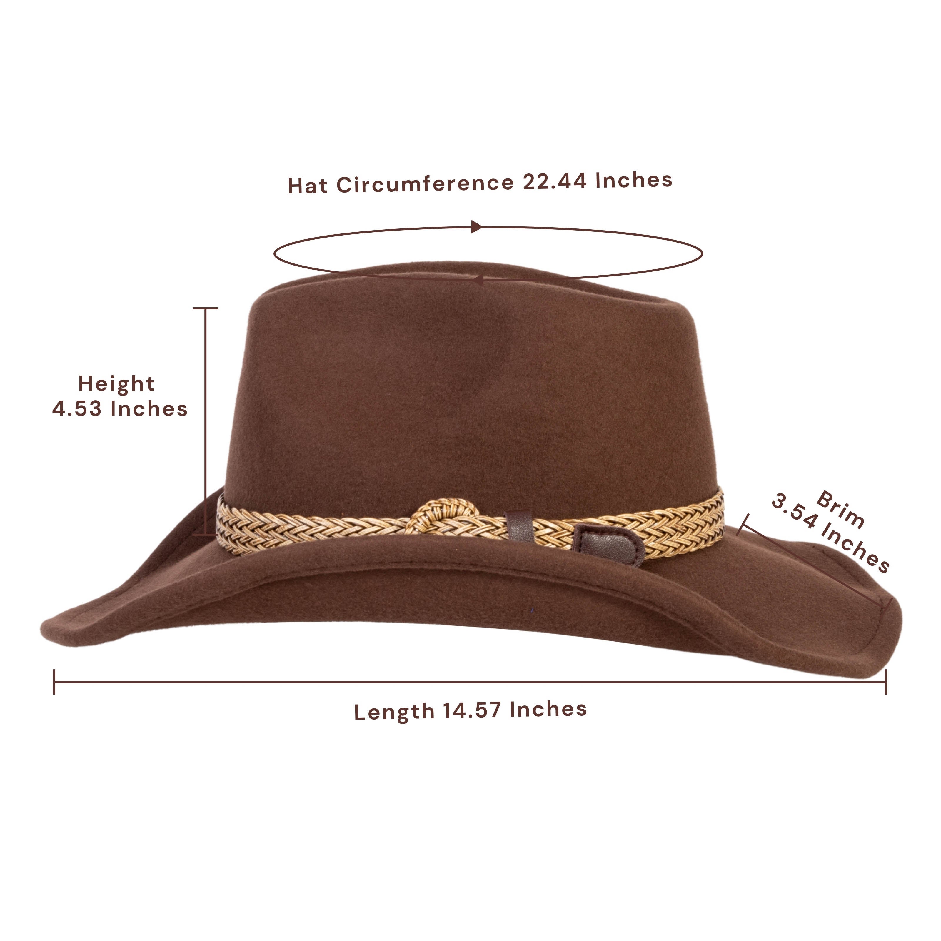 Frontier Trail Brown Felt Cowboy Hat Mix Brown
