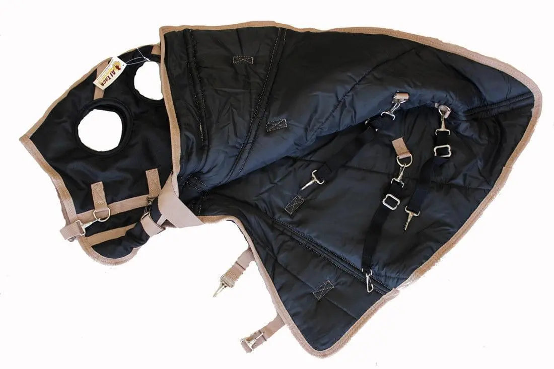 AJ Tack 1200D Waterproof Turnout Horse Blanket with Hood - Black AJ Tack