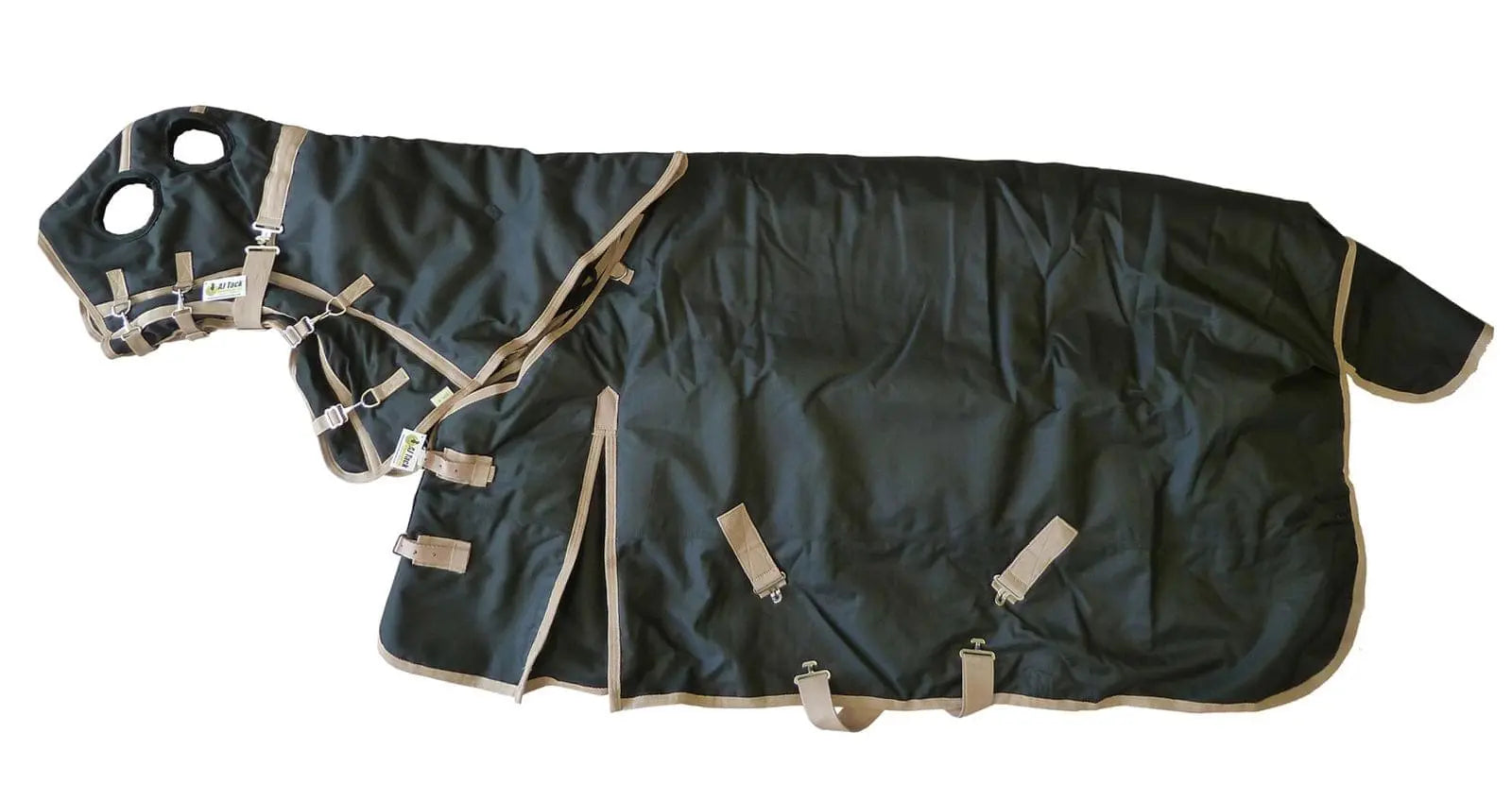 AJ Tack 1200D Waterproof Turnout Horse Blanket with Hood - Black AJ Tack
