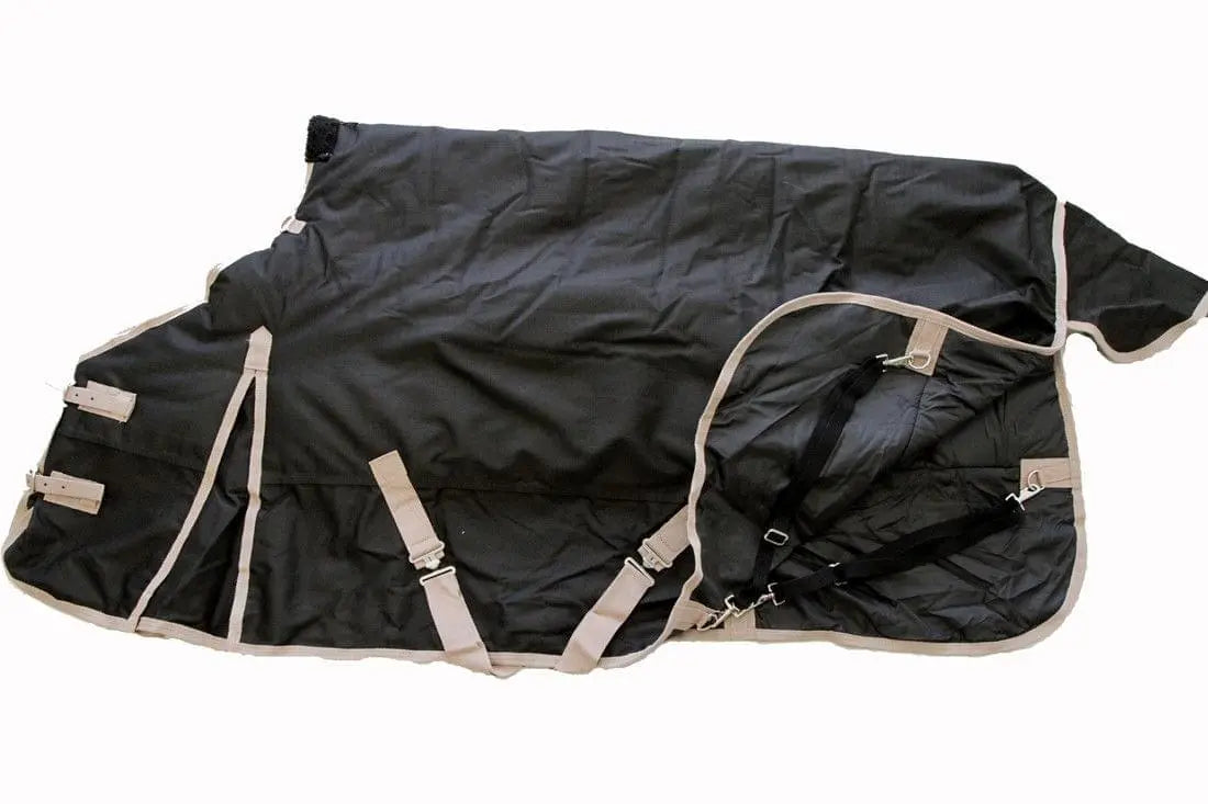 AJ Tack 1200D Waterproof Turnout Horse Blanket with Hood - Black AJ Tack