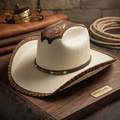 Rodeo Cowboy Hat | Brown Canvas Baja Leather