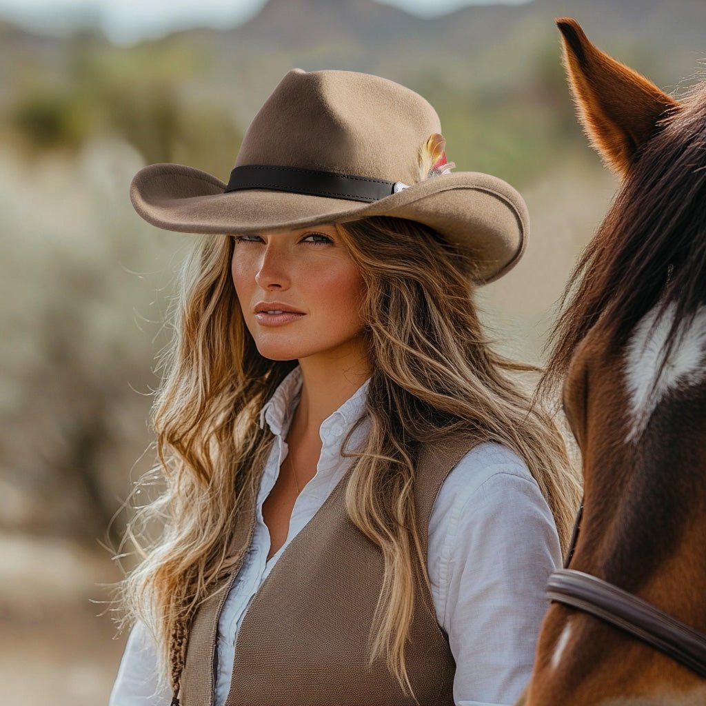 Prairie Tan Felt Cowboy Hat Mix Brown