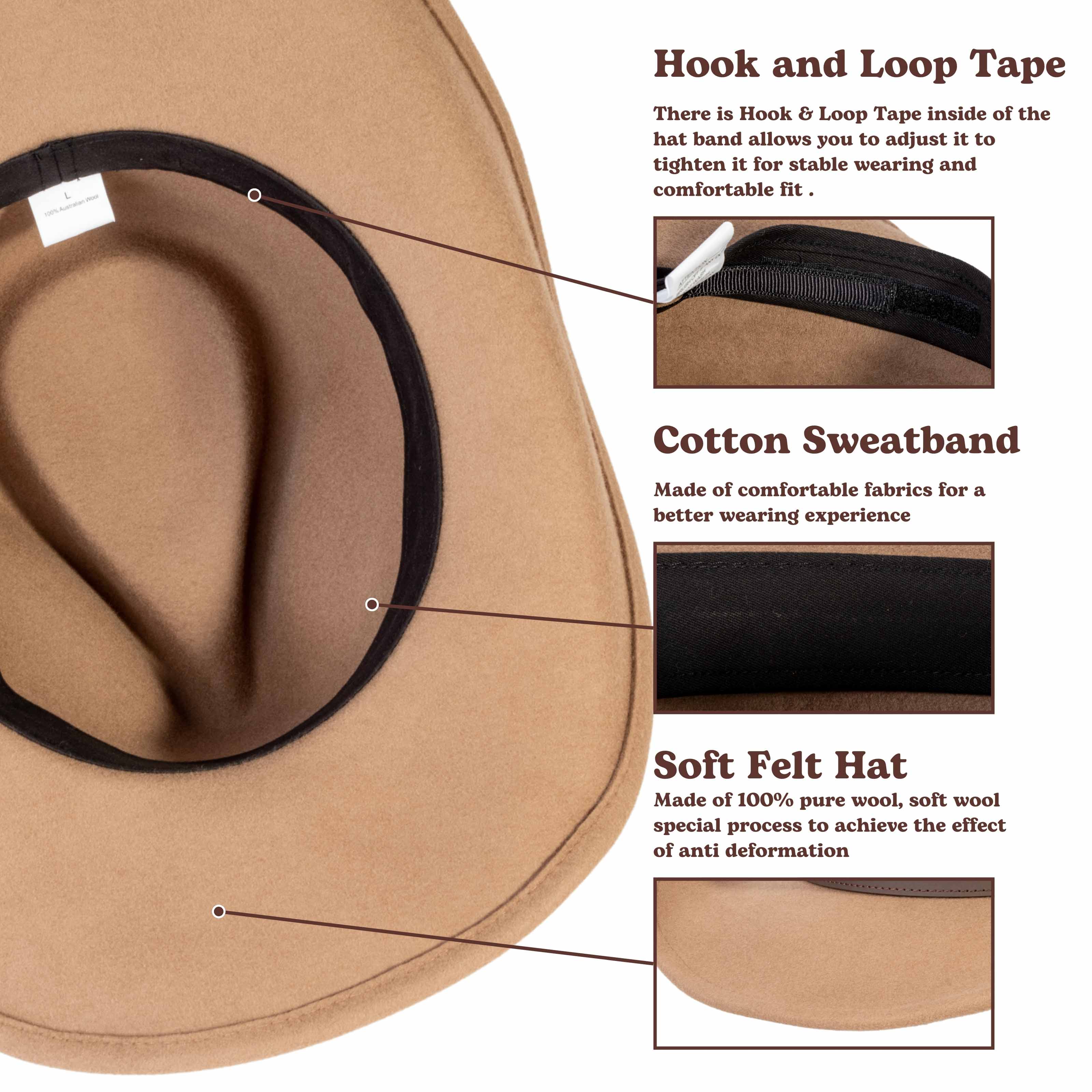 Prairie Tan Felt Cowboy Hat Mix Brown