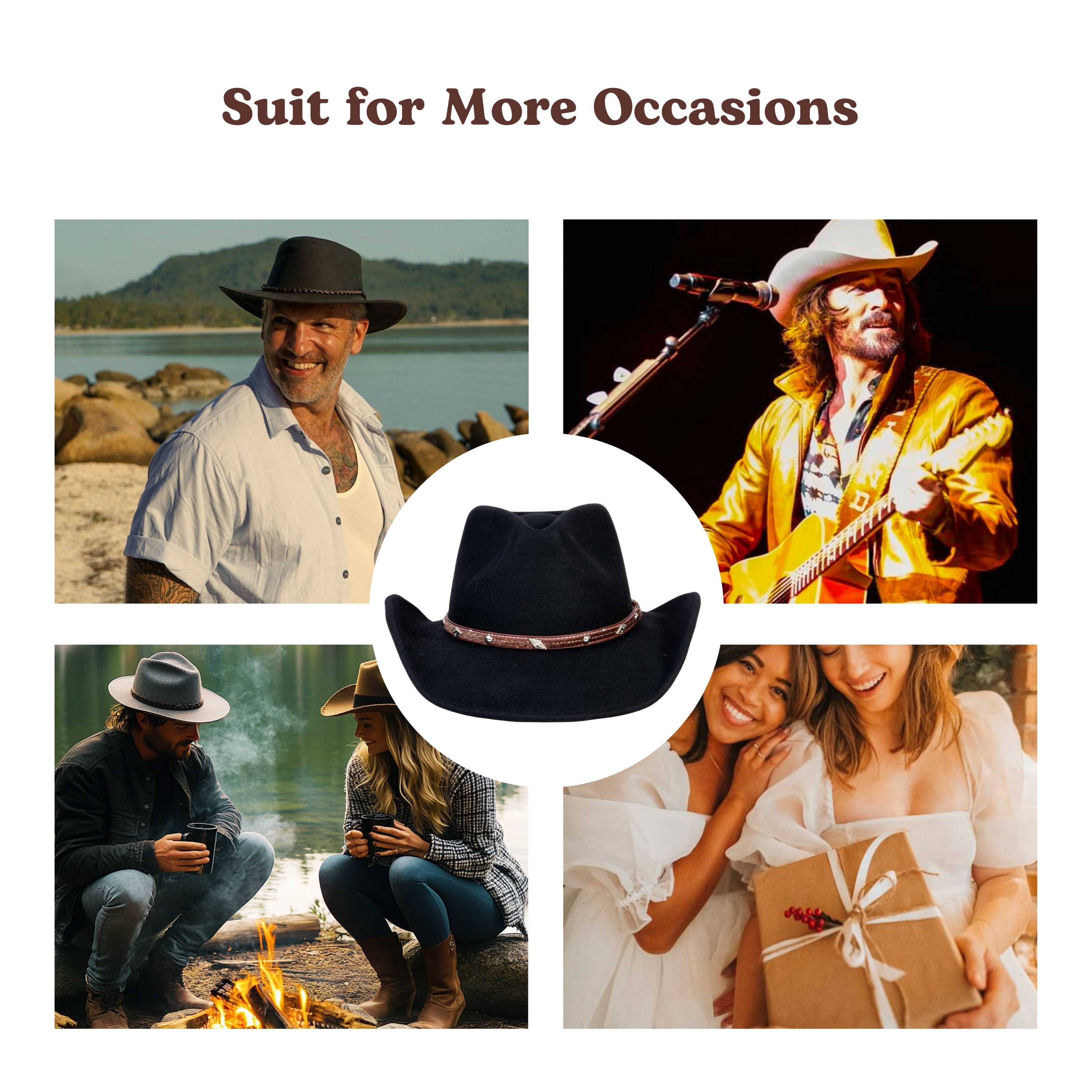 Raven Black Felt Cowboy Hat Mix Brown