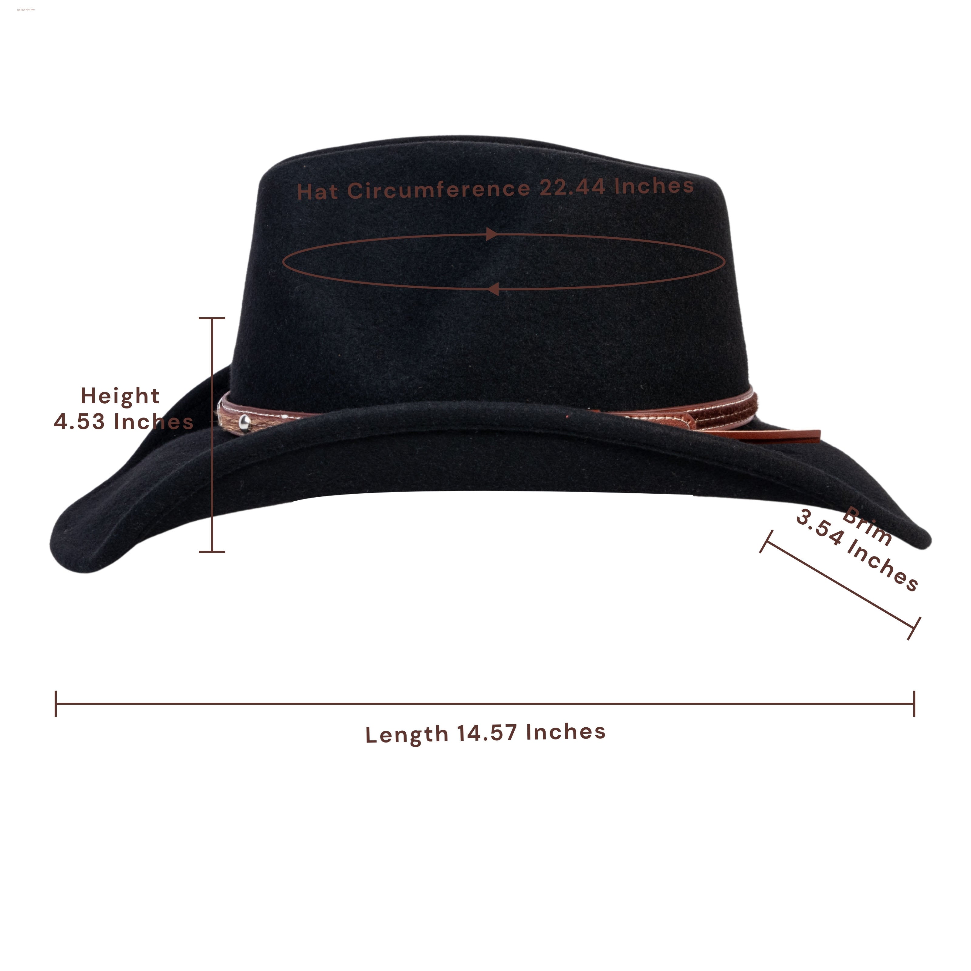 Raven Black Felt Cowboy Hat Mix Brown