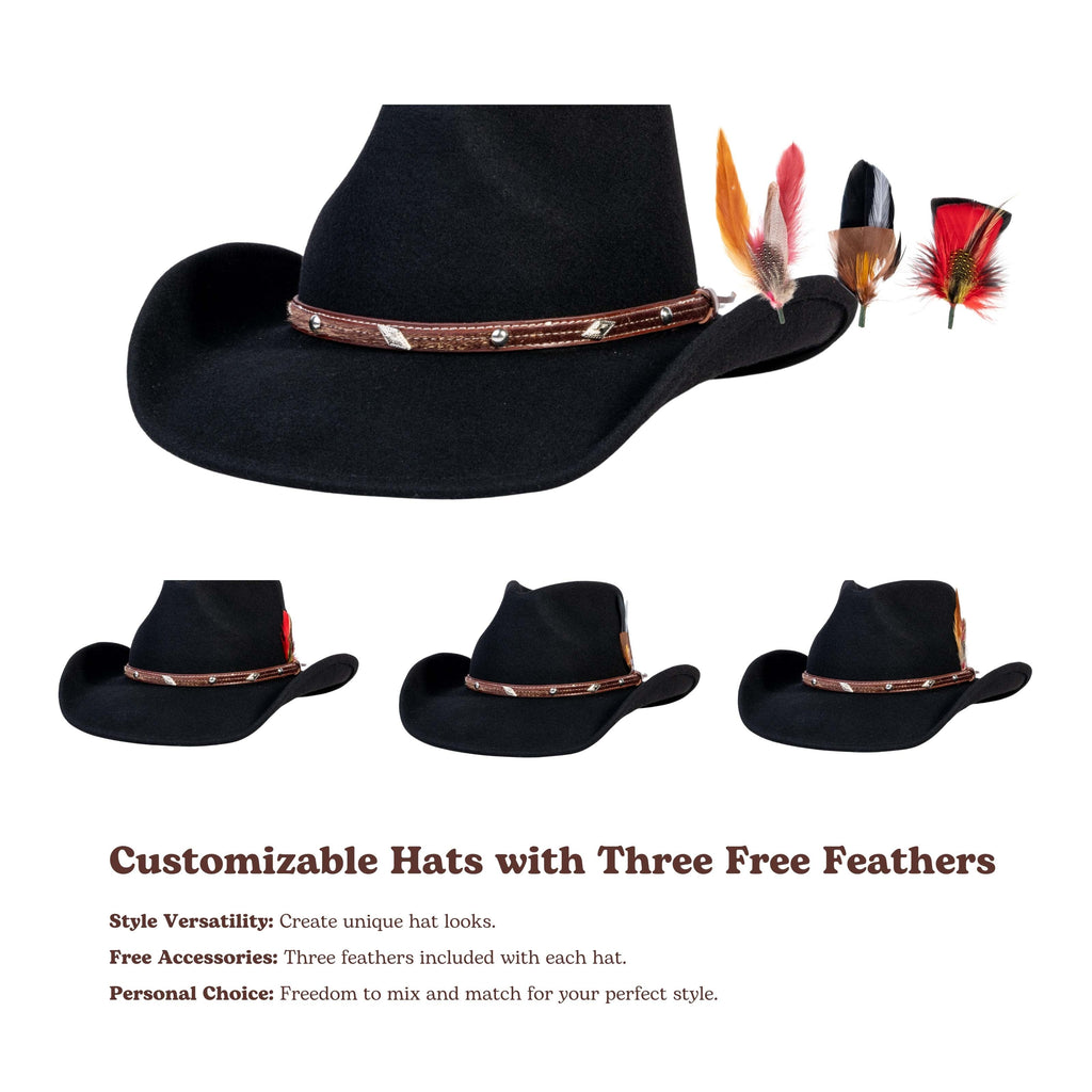 Raven Black Felt Cowboy Hat Mix Brown