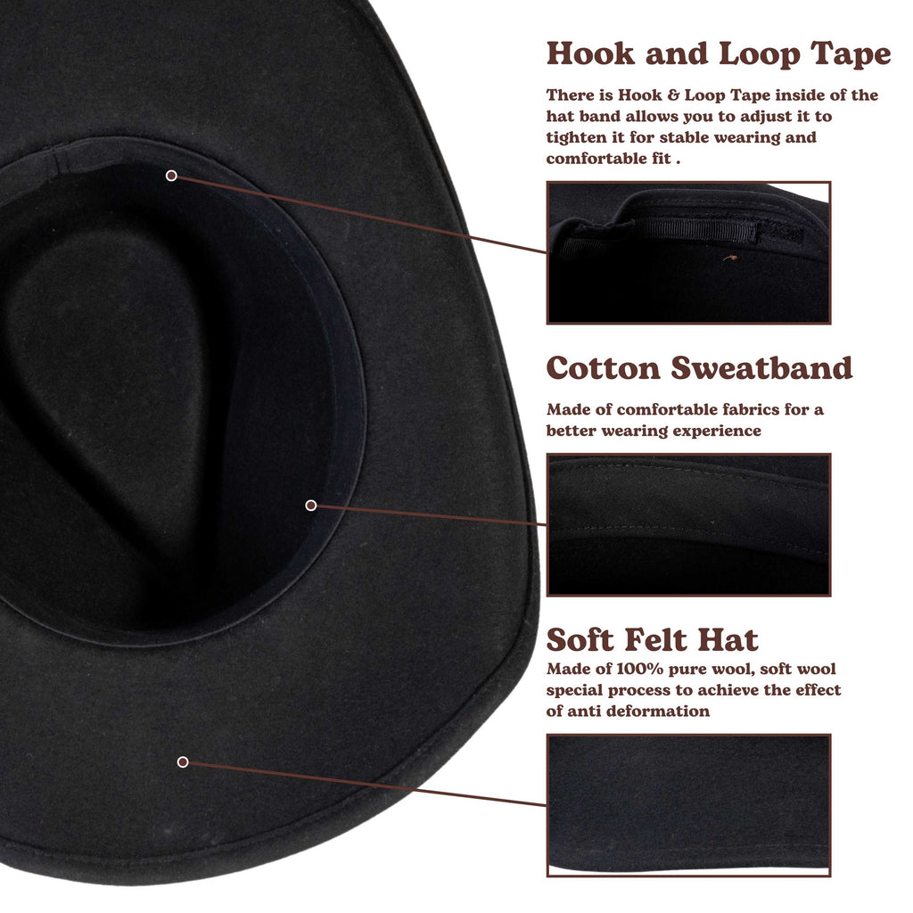 Rustler Black Felt Cowboy Hat Mix Brown