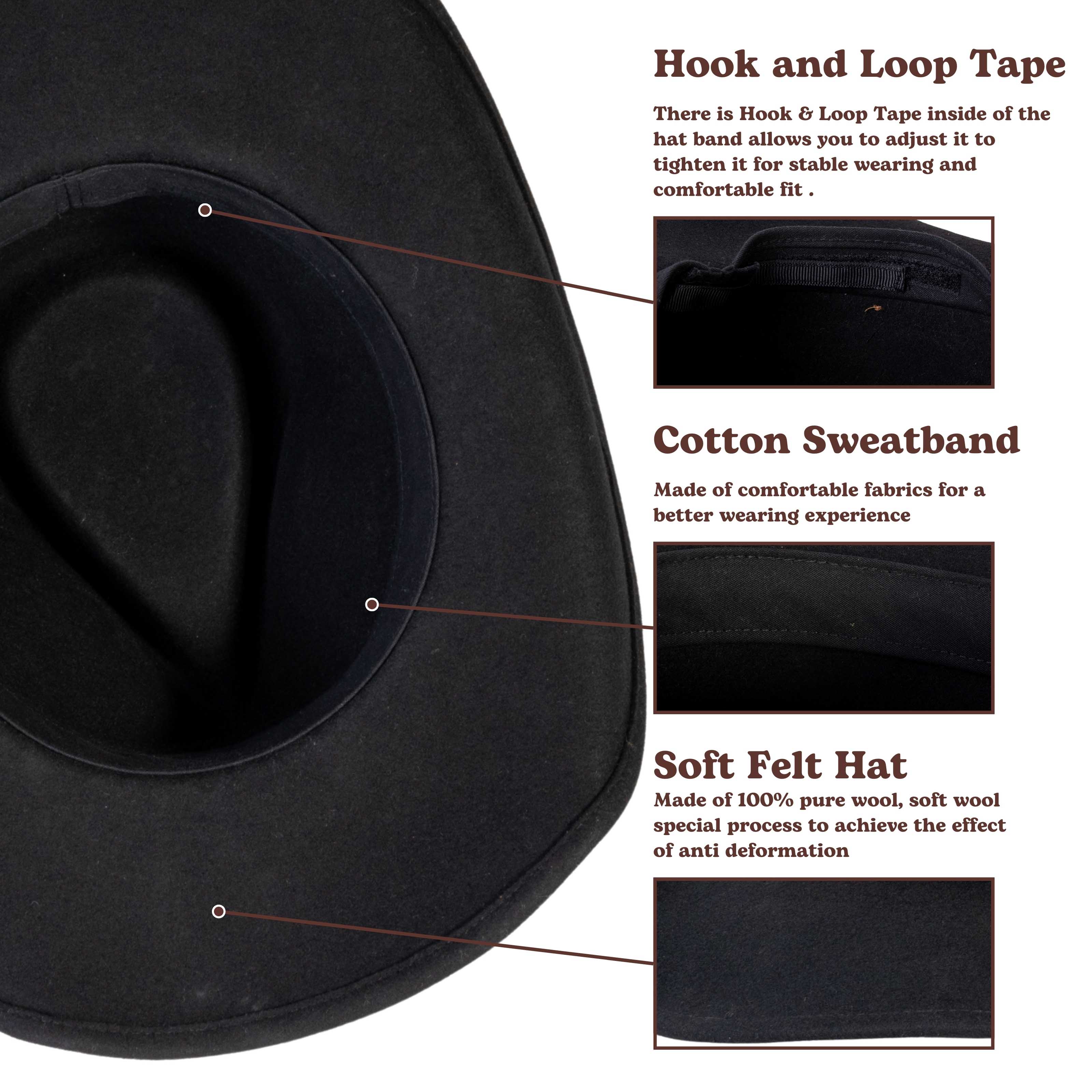 Rustler Black Felt Cowboy Hat Mix Brown