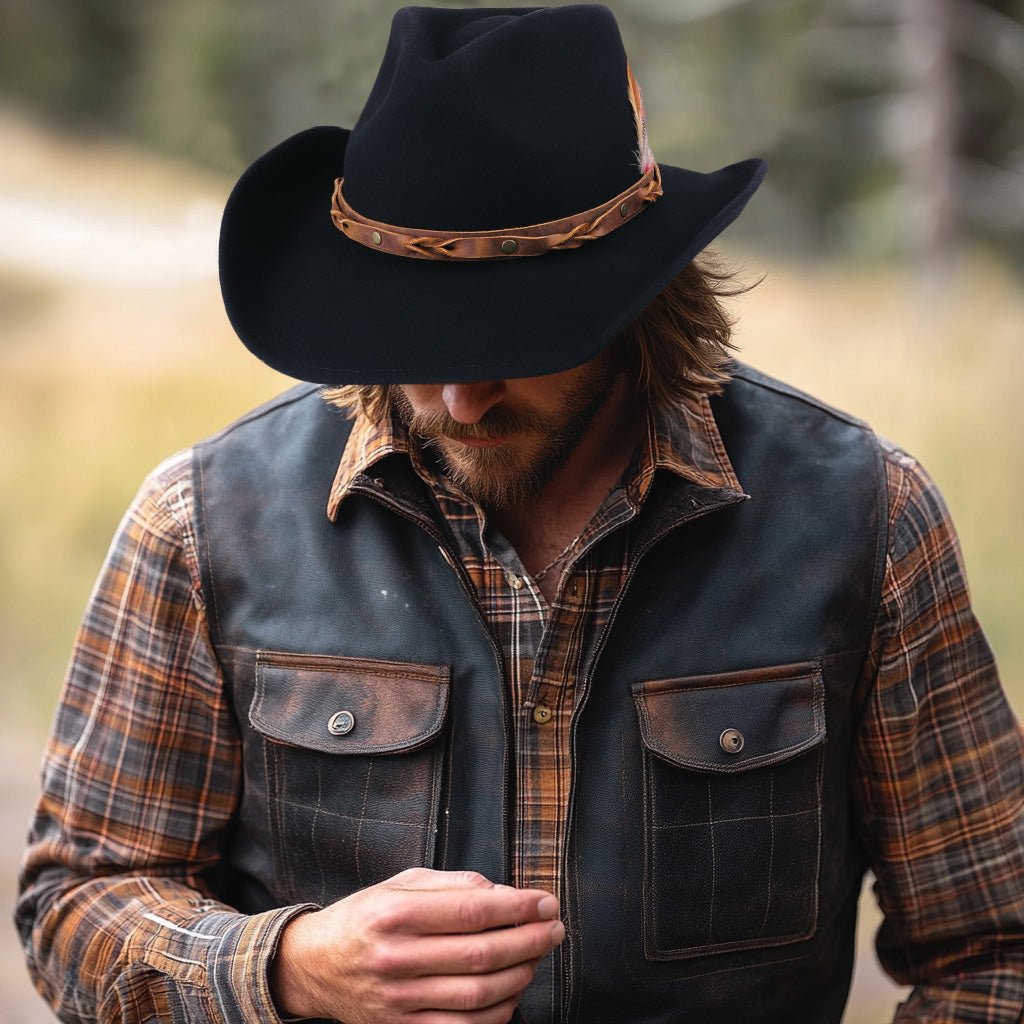 Rustler Black Felt Cowboy Hat Mix Brown