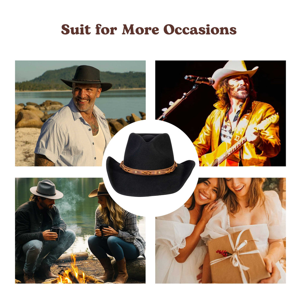 Rustler Black Felt Cowboy Hat Mix Brown