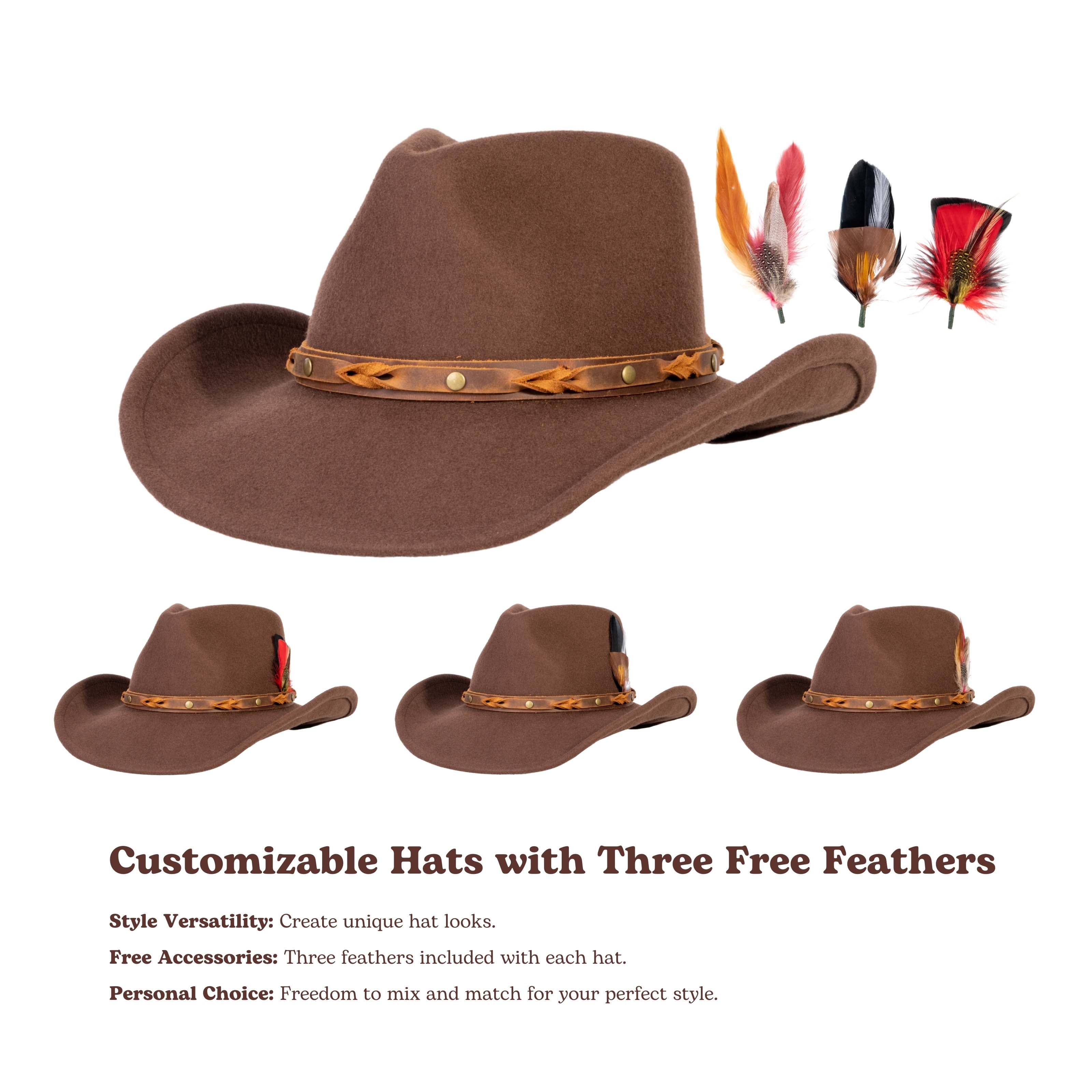 Saddle Brown Felt Cowboy Hat Mix Brown