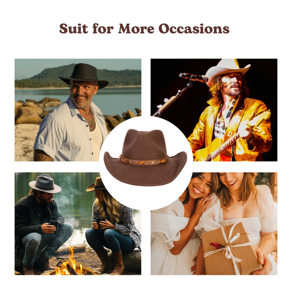 Saddle Brown Felt Cowboy Hat Mix Brown