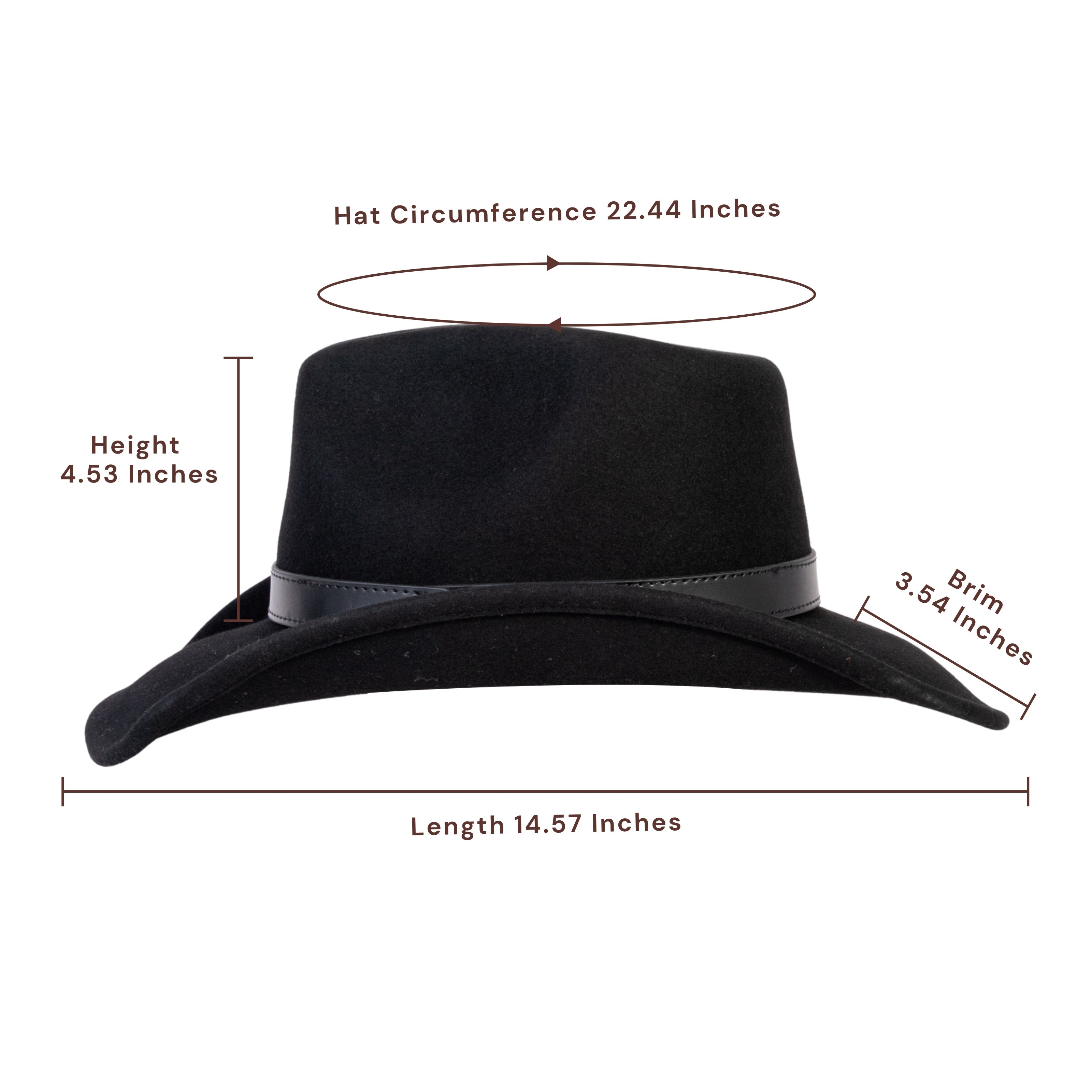 Silver Buckle Black Felt Cowboy Hat Mix Brown
