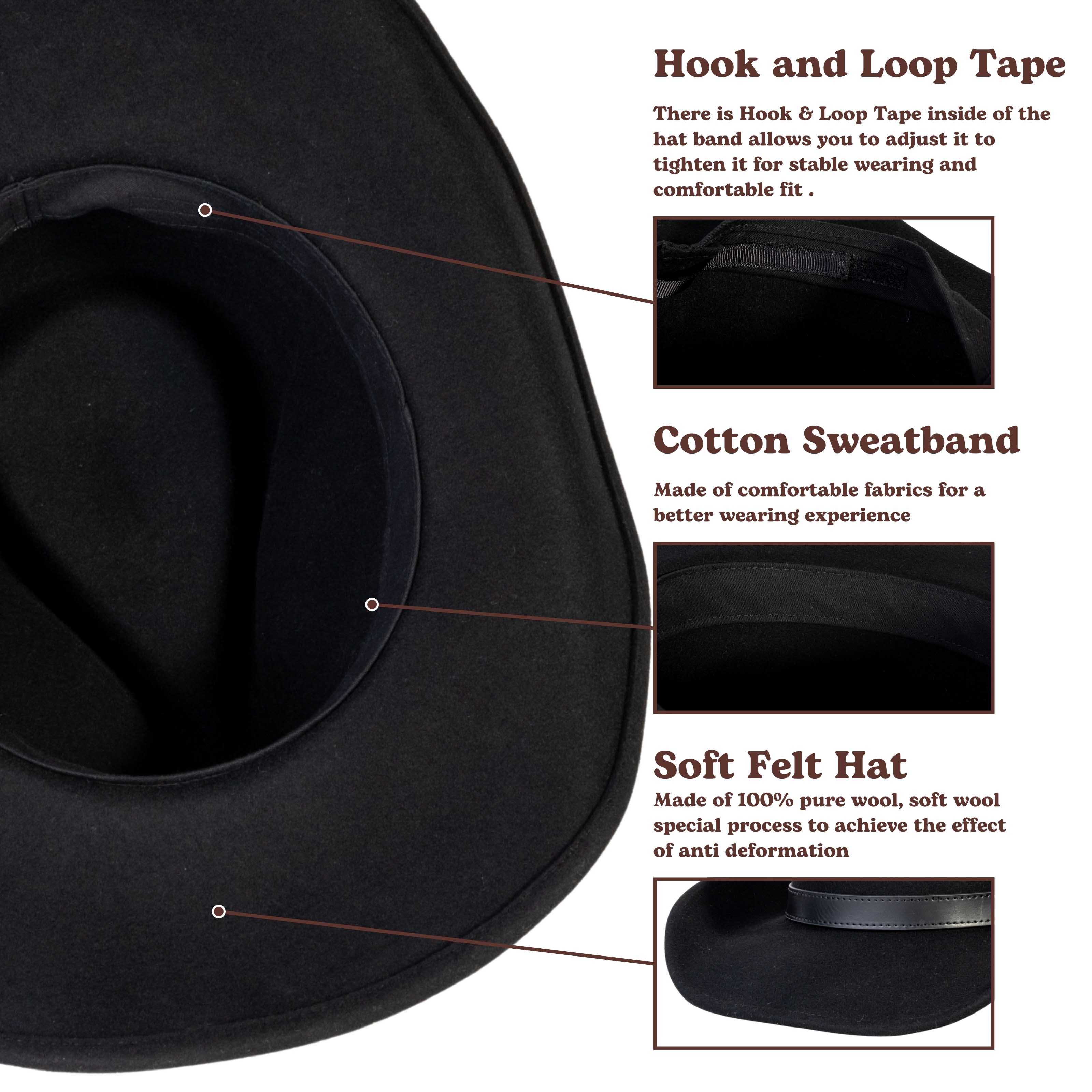 Silver Buckle Black Felt Cowboy Hat Mix Brown