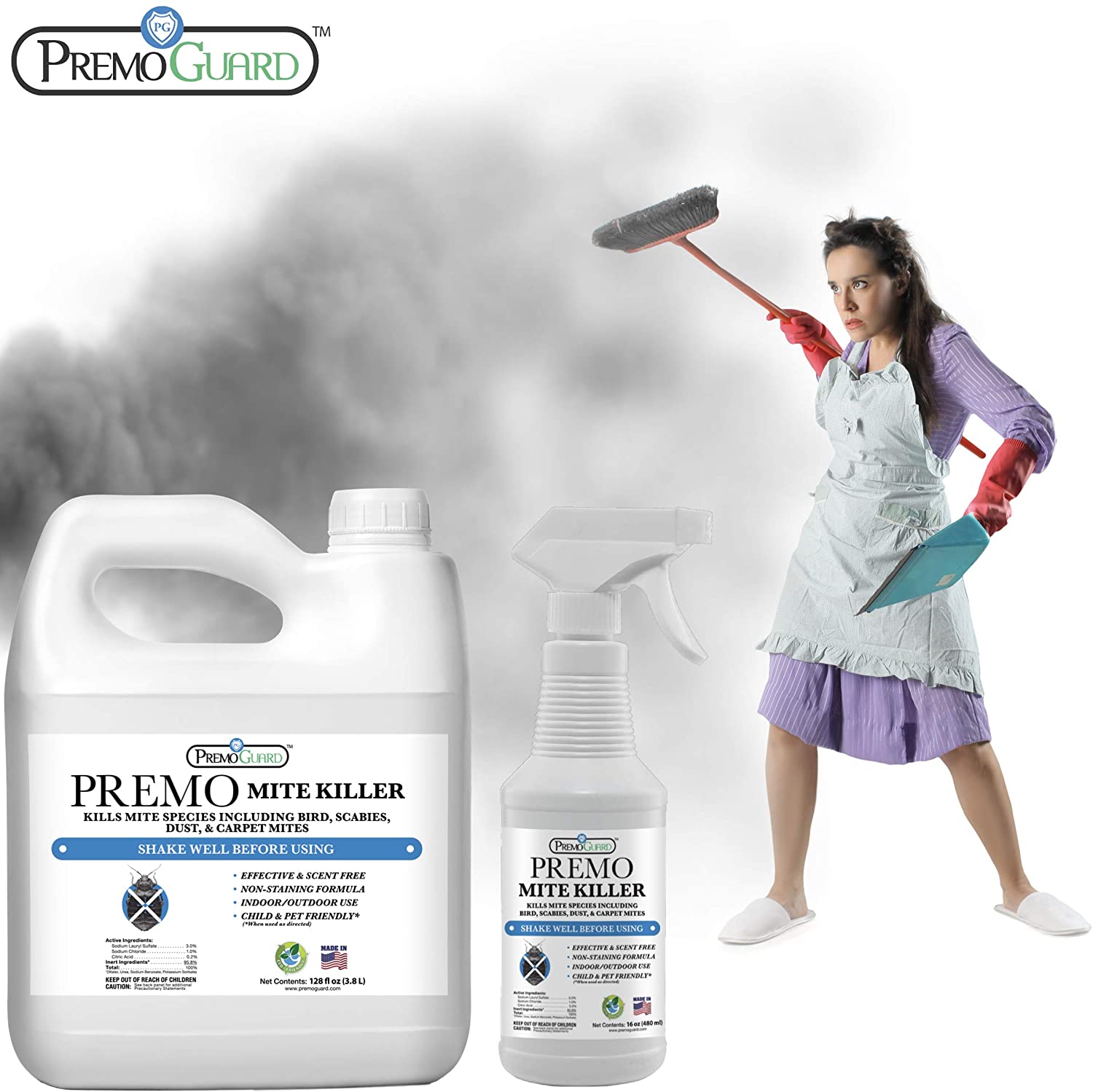 Mite Killer Spray 128 oz | Natural & Non-Toxic | Premo Guard Premo Natural Products